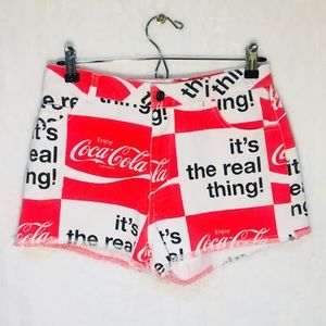 NWOT Pop Art Inspired Coca Cola Cut Off Shorts